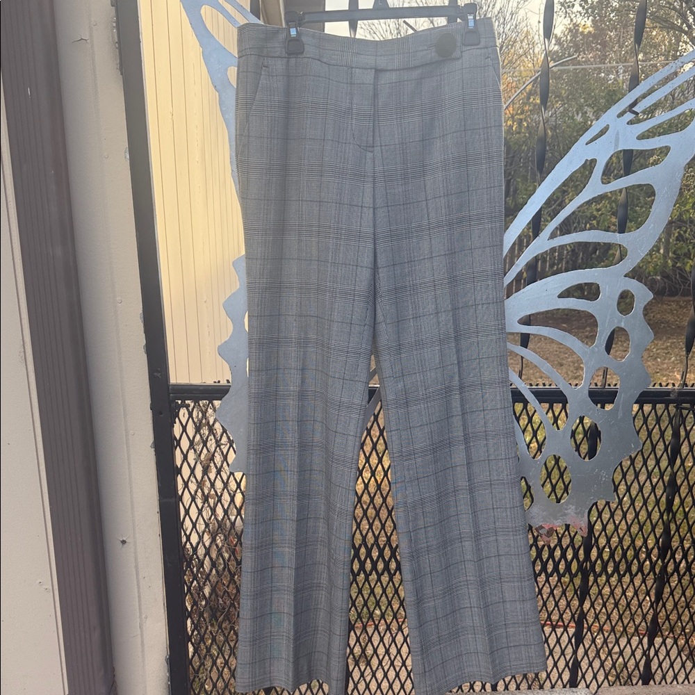 Tory Burch Black and White Checkered Trousers